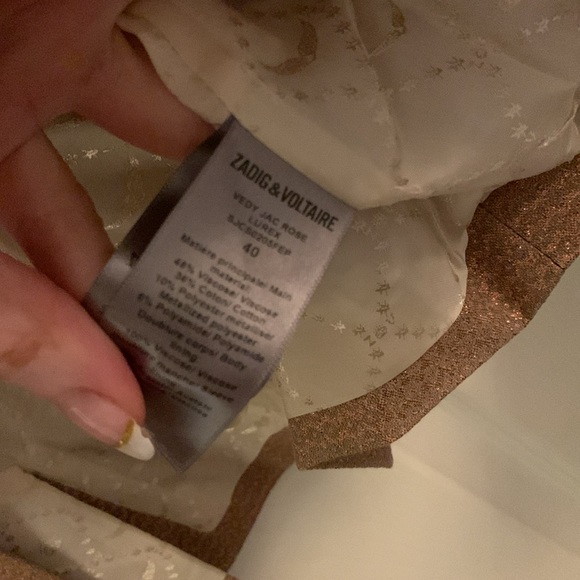 Zadig&Voltaire Vedy Jac Rose Lurex Shimmer Blazer - Picture 8 of 10